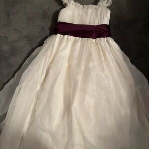 Elegant White and Purple Kids Dress